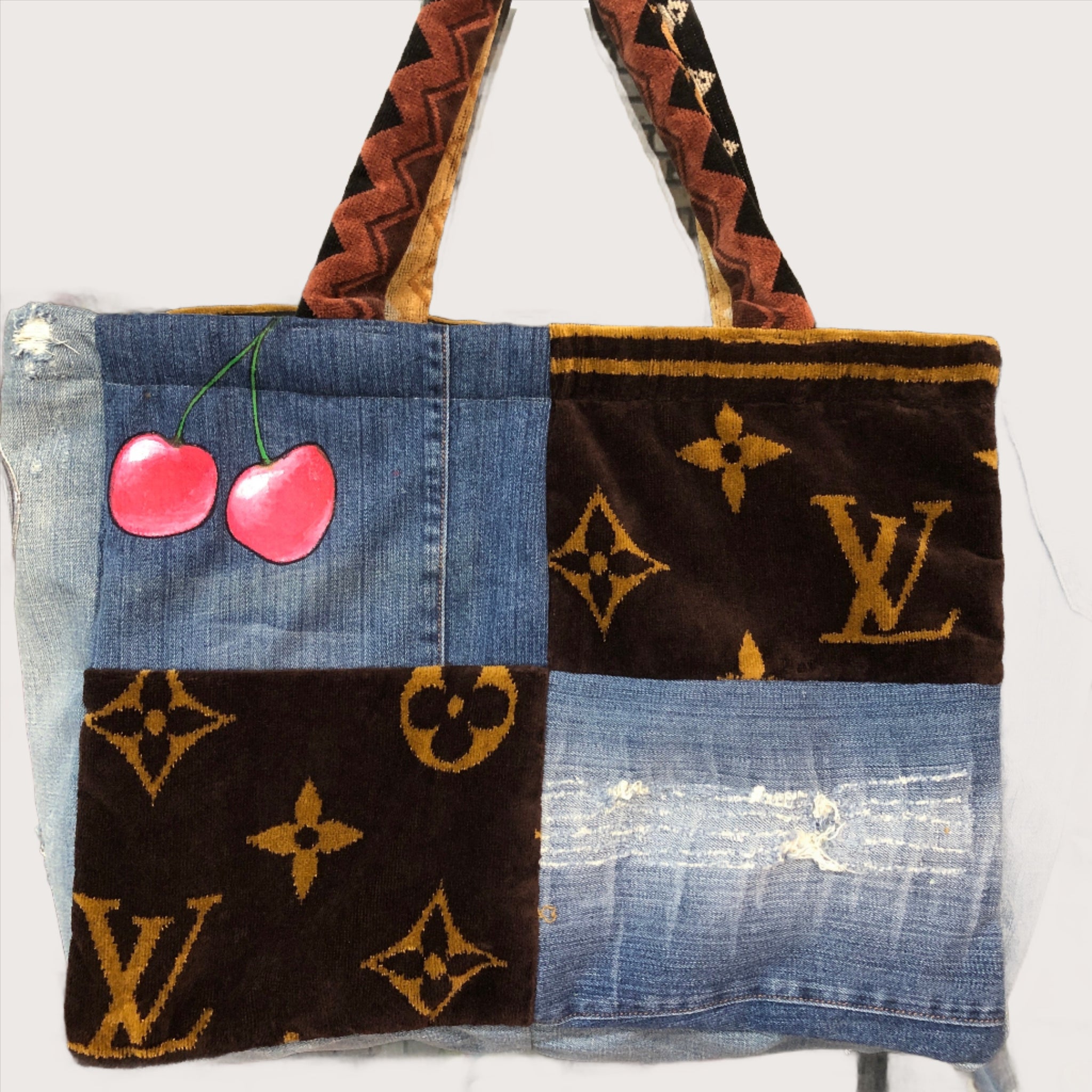 Louis Vuitton Limited Edition Blue Denim Monogram Denim Patchwork Bowly Bag  | Yoogi's Closet